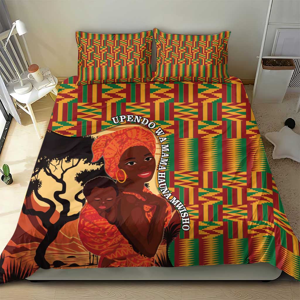 African Happy Mother's Day Bedding Set Black Mothers Kente Pattern LT15