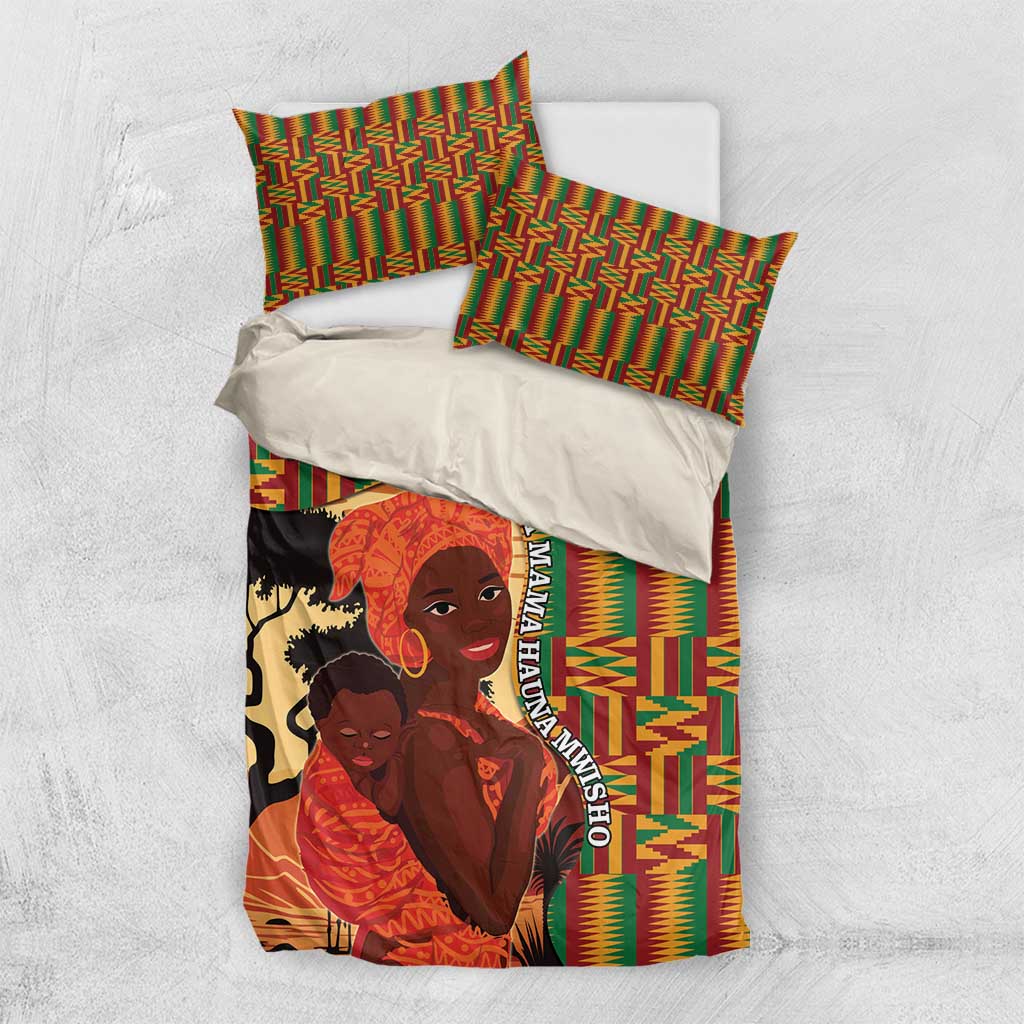 African Happy Mother's Day Bedding Set Black Mothers Kente Pattern LT15