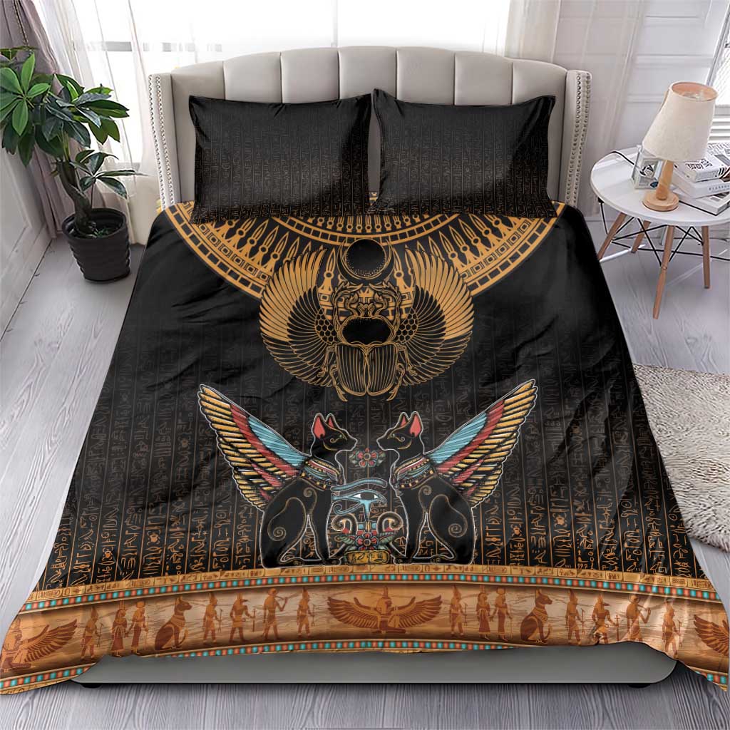 Ancient Egypt Scarab Beetle Bedding Set Hieroglyphs Alphabet Pattern LT18