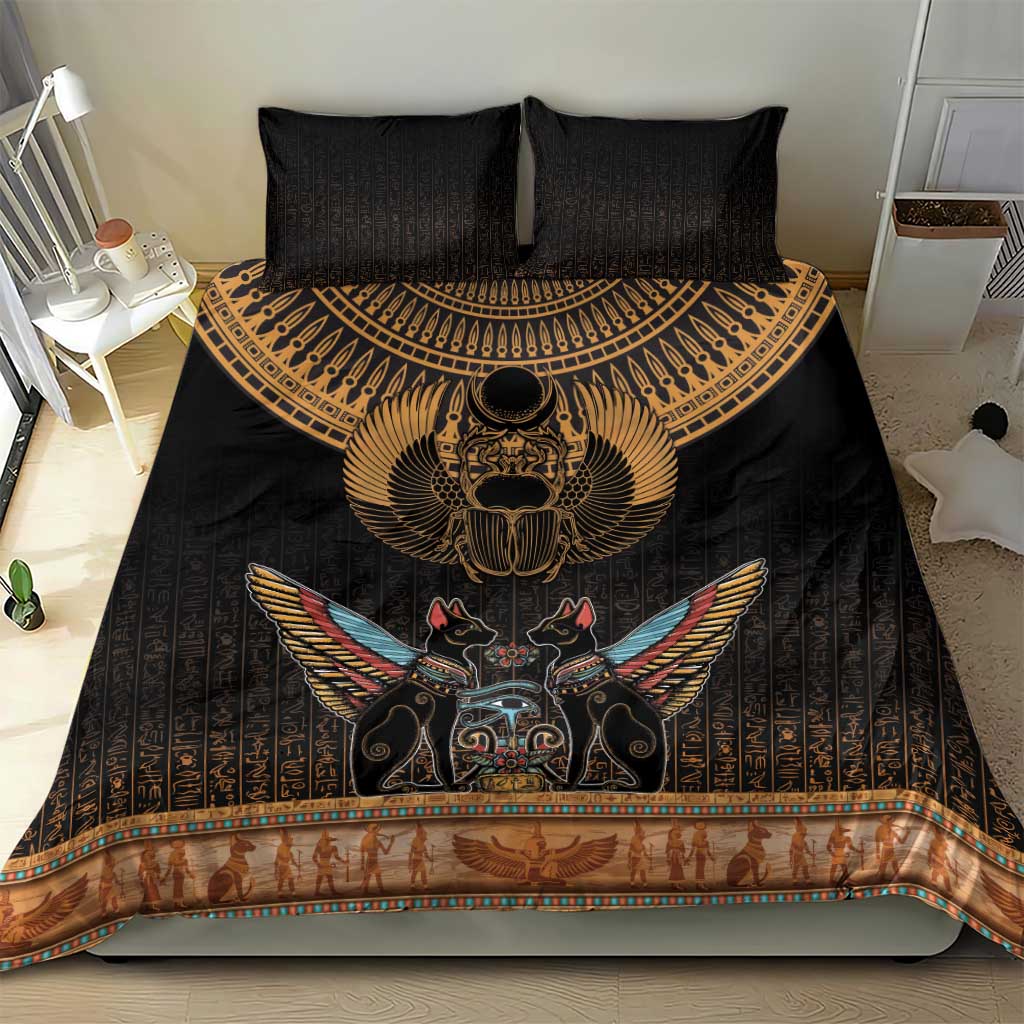Ancient Egypt Scarab Beetle Bedding Set Hieroglyphs Alphabet Pattern LT18