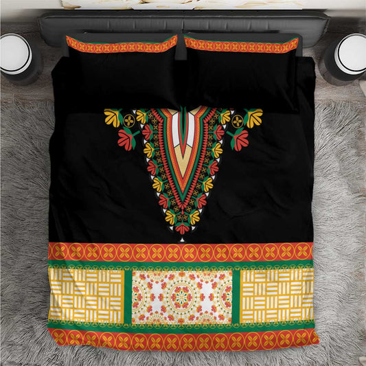 Africa Dashiki Bedding Set Embroidery Neckline Floral Pattern LT18