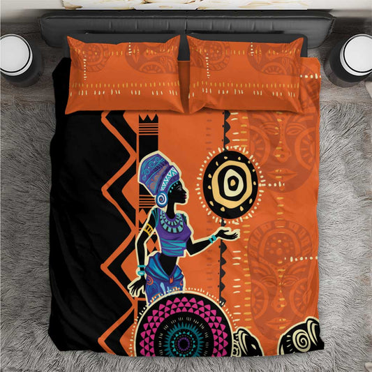 African Woman In Ethnic Dress Bedding Set Ethnic Geometric Patterns LT18