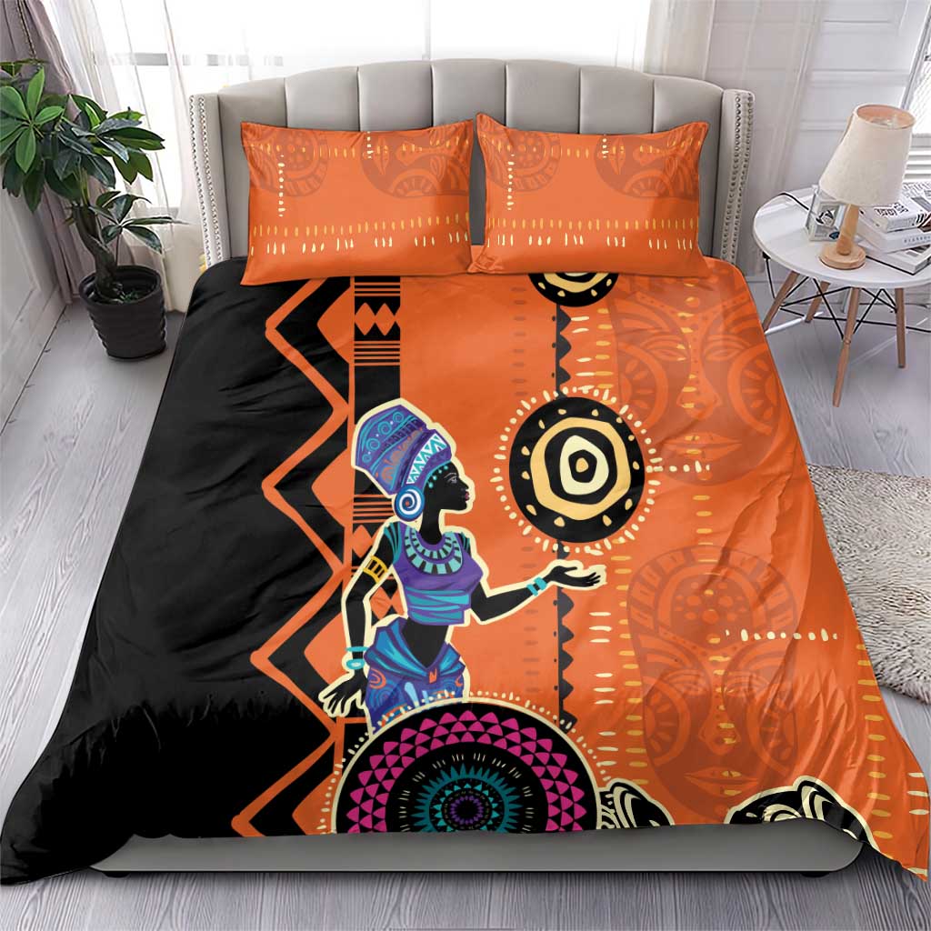 African Woman In Ethnic Dress Bedding Set Ethnic Geometric Patterns LT18