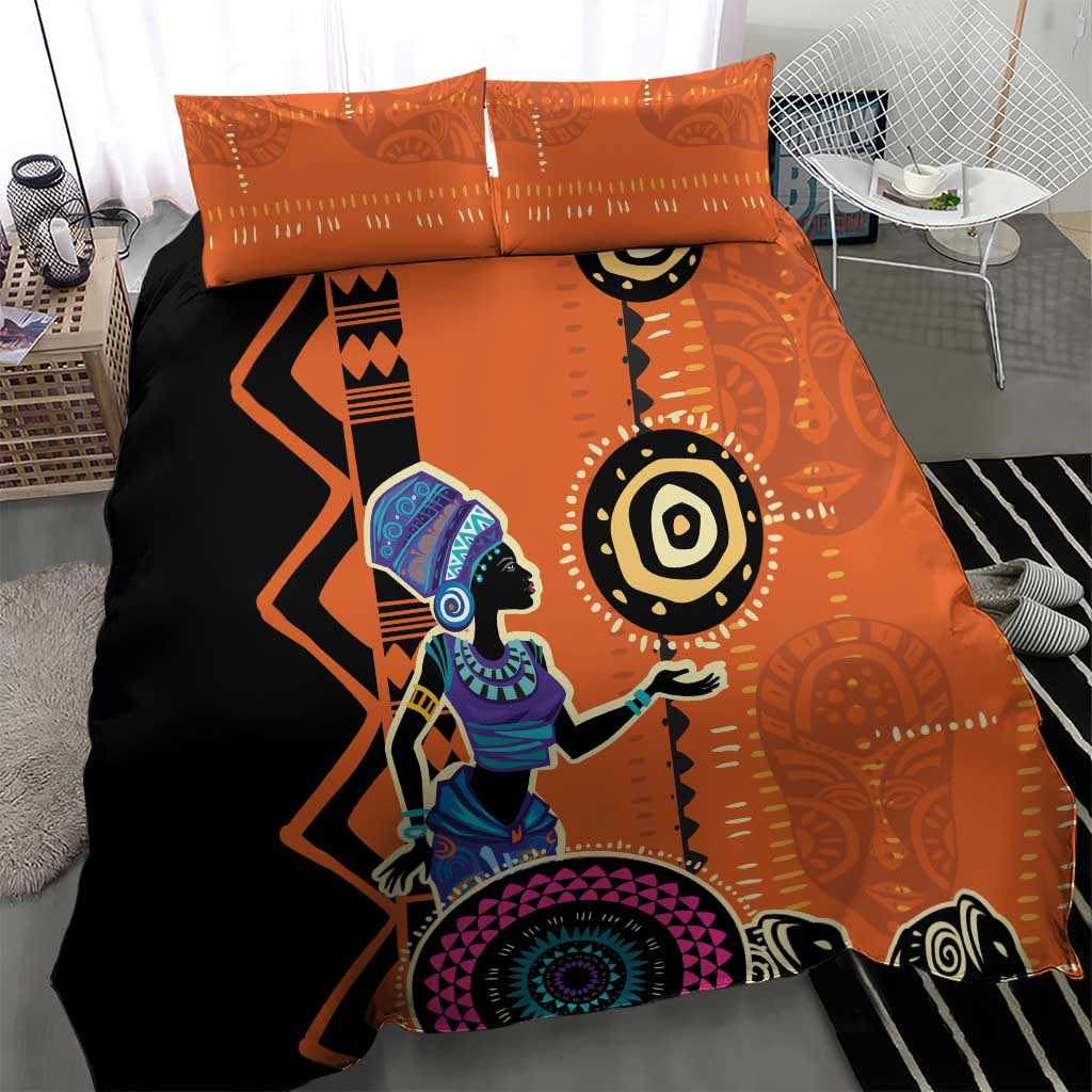 African Woman In Ethnic Dress Bedding Set Ethnic Geometric Patterns LT18