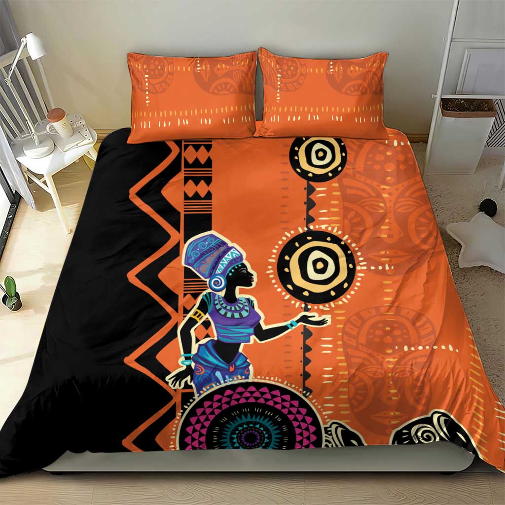 African Woman In Ethnic Dress Bedding Set Ethnic Geometric Patterns LT18