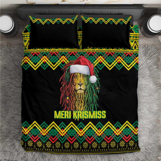 Black Jamaican Christmas Bedding Set Reggae Lion With Kente Pattern LT18