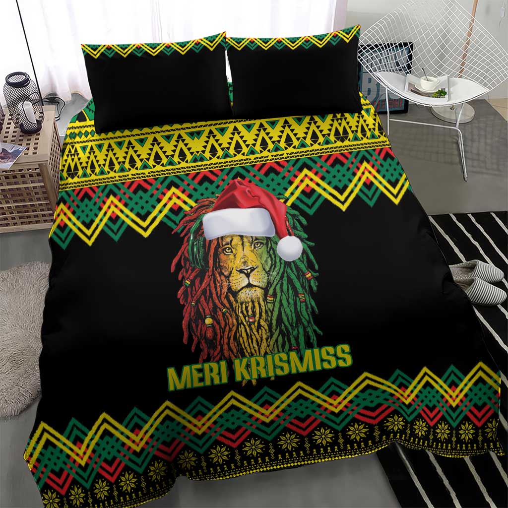 Black Jamaican Christmas Bedding Set Reggae Lion With Kente Pattern LT18