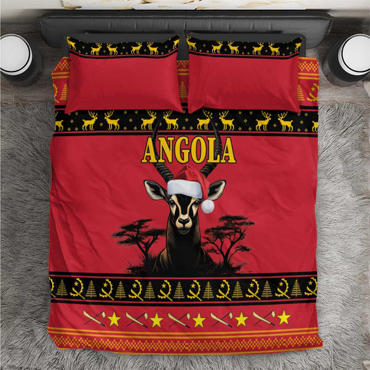 Afro Angola Giant Sable Antelope Christmas Bedding Set Virtus Unita Fortior Feliz Natal LT18