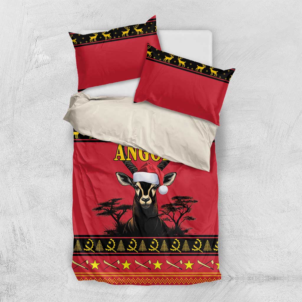 Afro Angola Giant Sable Antelope Christmas Bedding Set Virtus Unita Fortior Feliz Natal LT18