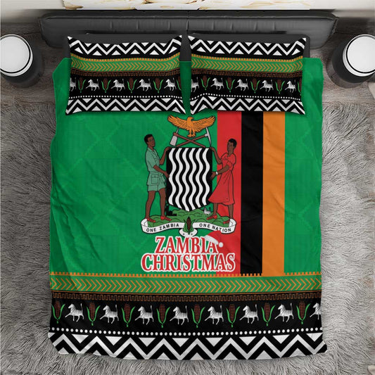 Afro Zambia Christmas Bedding Set Coat Of Arms With Kente Pattern LT18