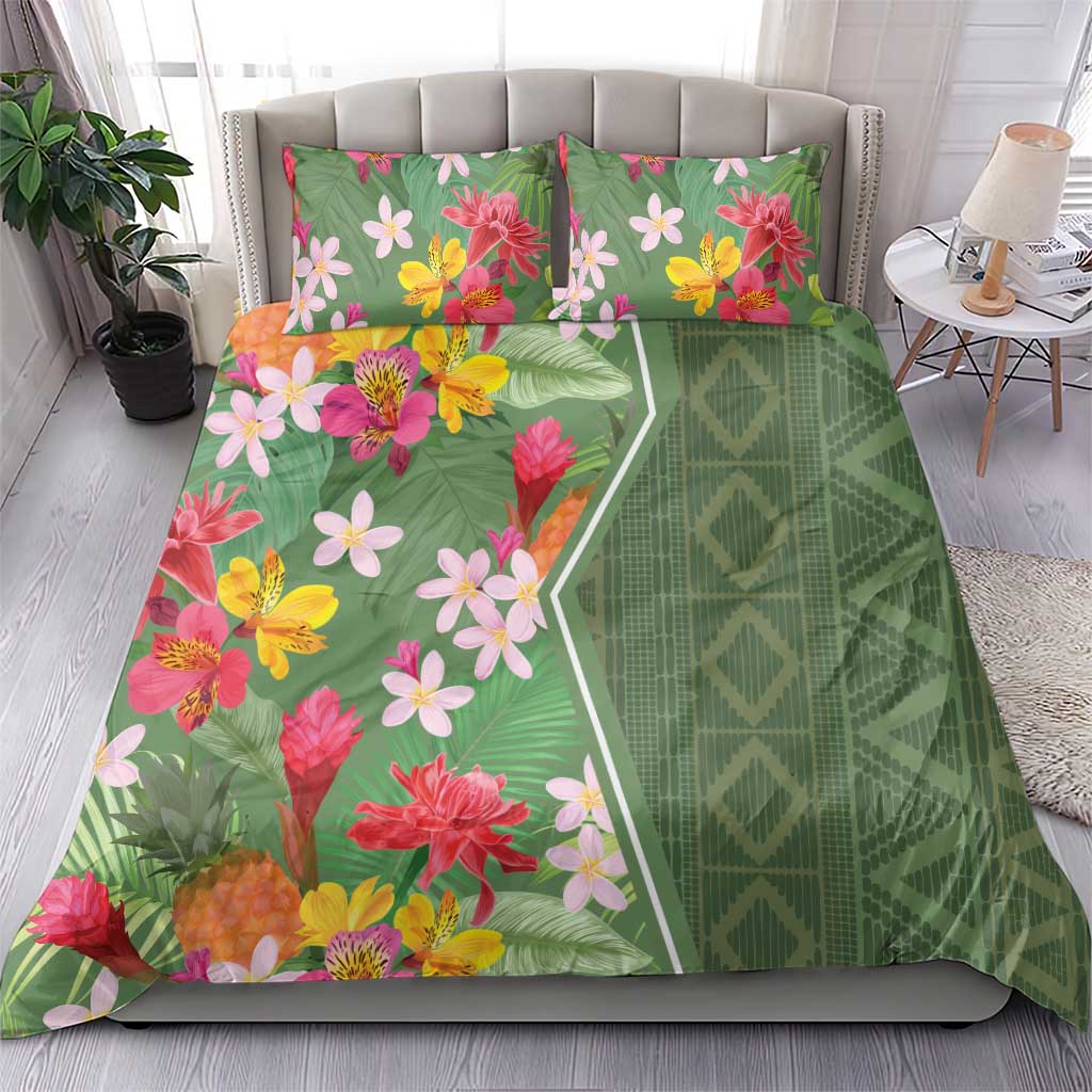 Afro Tropical Flowers Bedding Set Green Version LT18