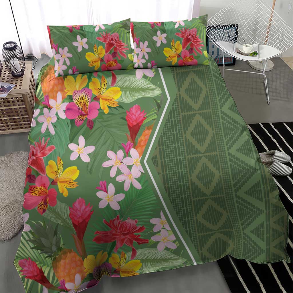 Afro Tropical Flowers Bedding Set Green Version LT18