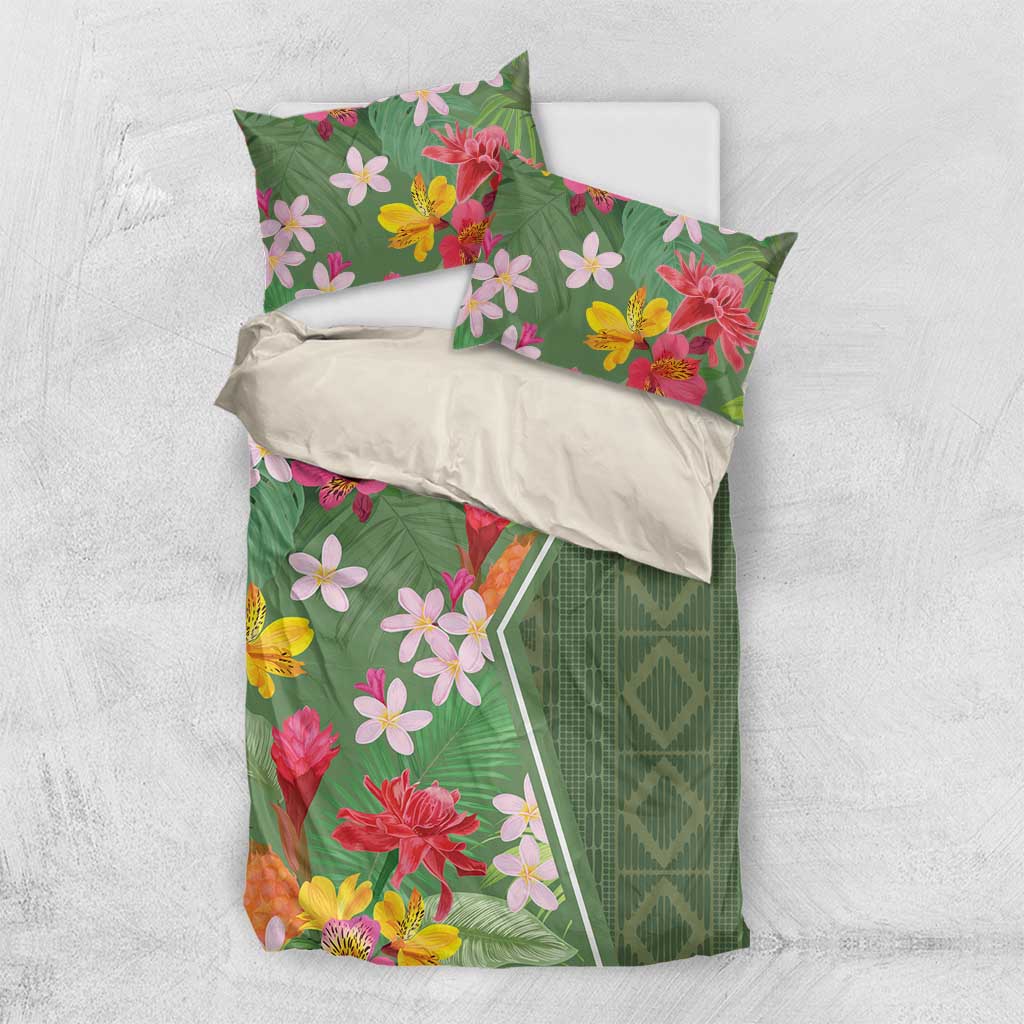 Afro Tropical Flowers Bedding Set Green Version LT18