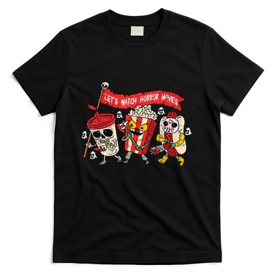 Lets Watch Horror Movies Halloween Funny Ghost Skeleton T-Shirt