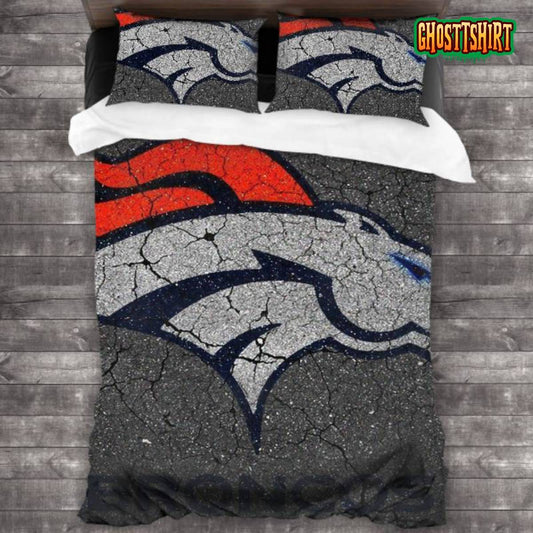 Machine Washable Denver Broncos Logo Bedding Set