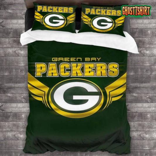 Machine Washable Green Bay Packers Logo Bedding Set