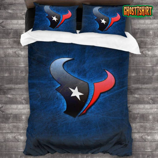 Machine Washable Houston Texans Logo Bedding Set