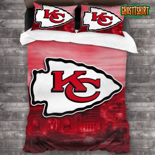 Machine Washable Kansas City Chiefs Logo Bedding Set