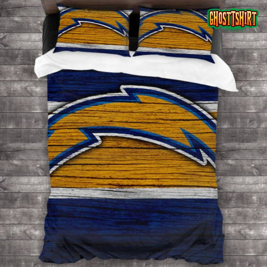 Machine Washable Los Angeles Chargers Logo Bedding Set