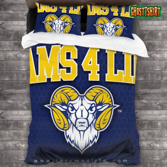 Machine Washable Los Angeles Rams Logo Bedding Set