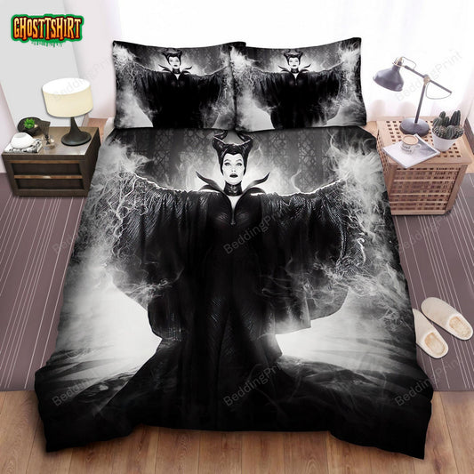Maleficent Black And White Bed Sheets Duvet Cover Bedding Set