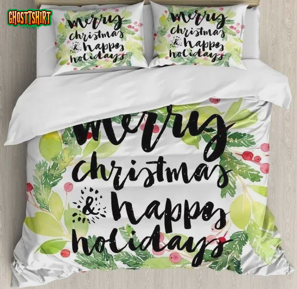 Merry Christmas And Happy New Year Bed Sheets Duvet Cover Bedding Set