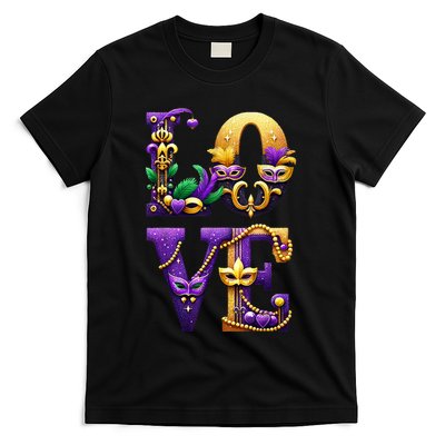 Mardi Gras Love Letters Outfit Costume Women Mardi Gras T-Shirt