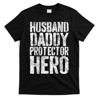 Men Husband Daddy Protector Hero Fathers Day T-Shirt