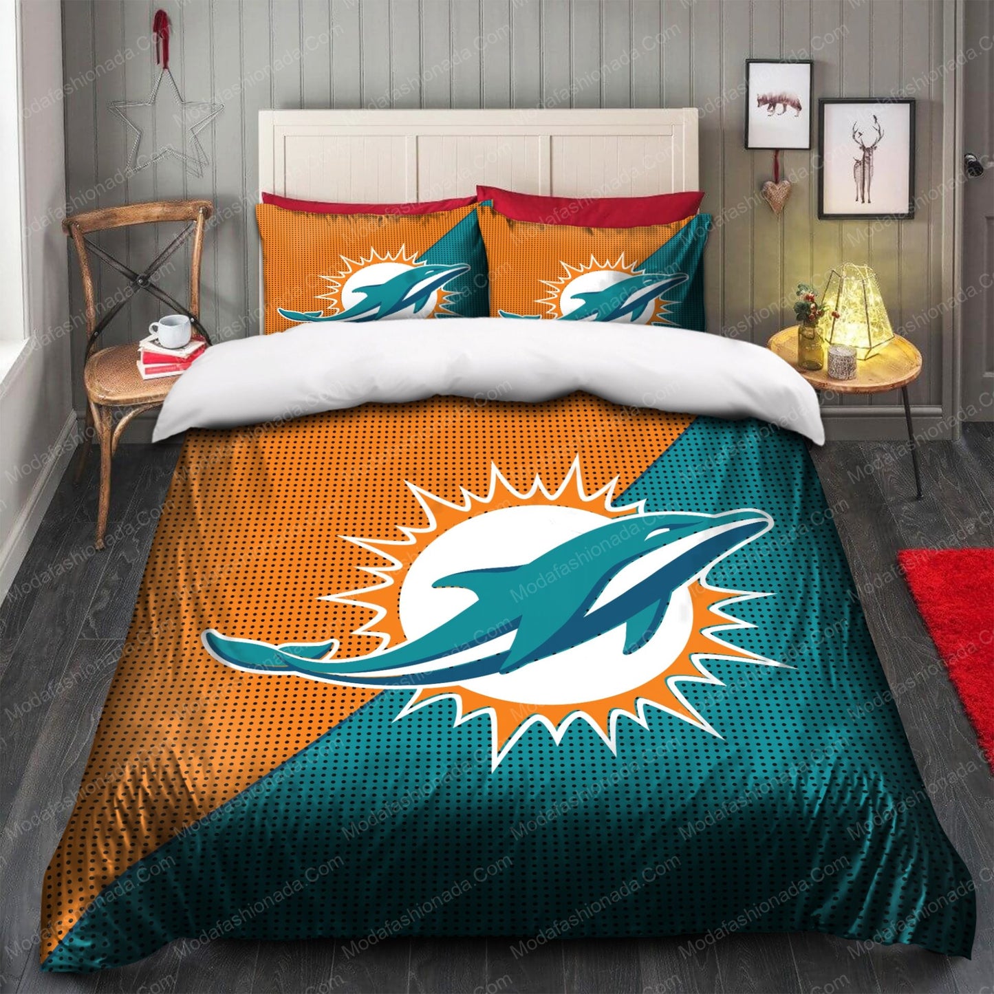 NFL Miami Dolphins Aqua Orange Bedding Set