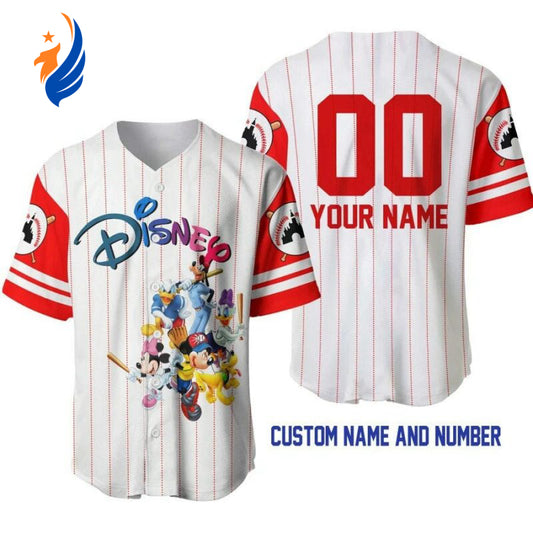 Customized Mickey & Friends Baseball Jersey - Personalized Disney Apparel for Fans - Bafud