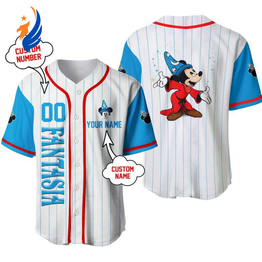 Personalized Mickey Fantasia Baseball Jersey Disney Official Merchandise - Bafud