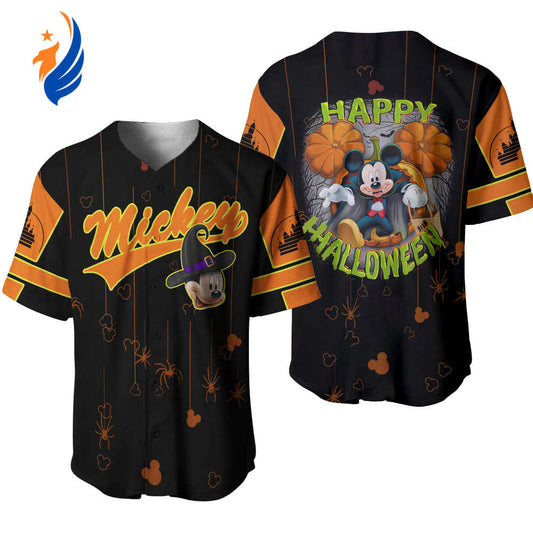 Disney Vampire Mickey Baseball Jersey: Spooky Happy Halloween Black Orange Shirt Shop Disney Baseball Jersey - Bafud