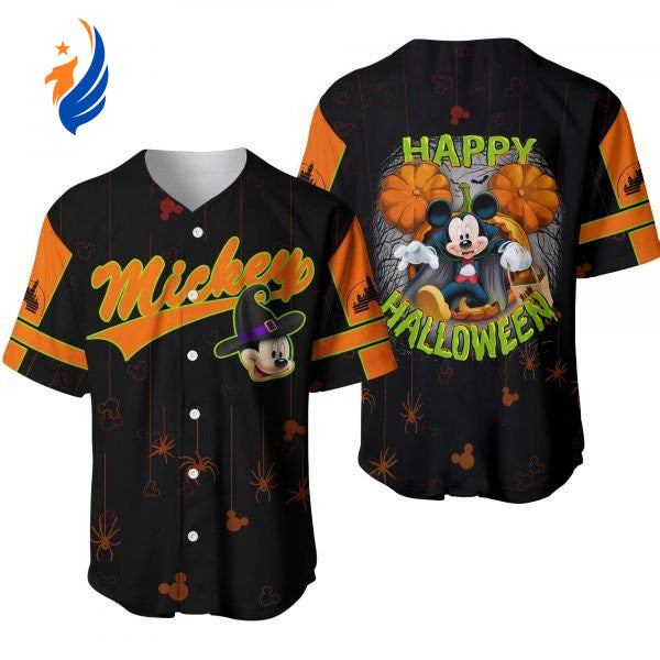 Mickey Mouse Happy Halloween Baseball Jersey - Disney Cartoon Gift for Lovers - Bafud