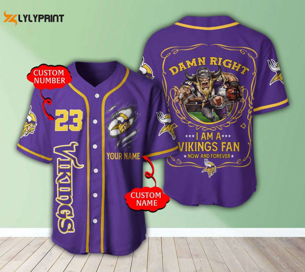 Minnesota Vikings Personalized Baseball Jersey - lylyprint.com