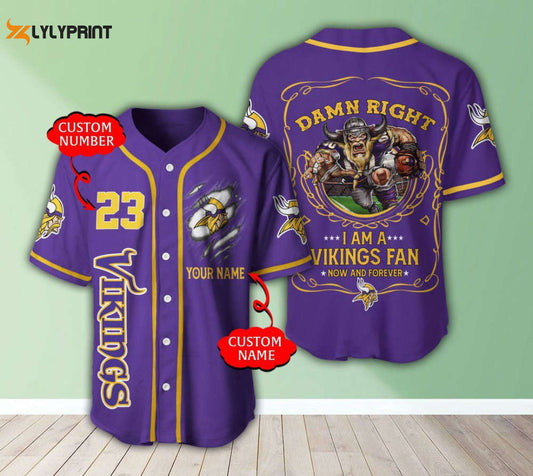 Minnesota Vikings Personalized Baseball Jersey - lylyprint.com