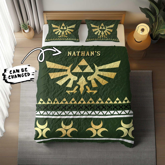 Zelda Christmas Quilt Bedding Set Personalized 3-Piece Quilt Bedding Set