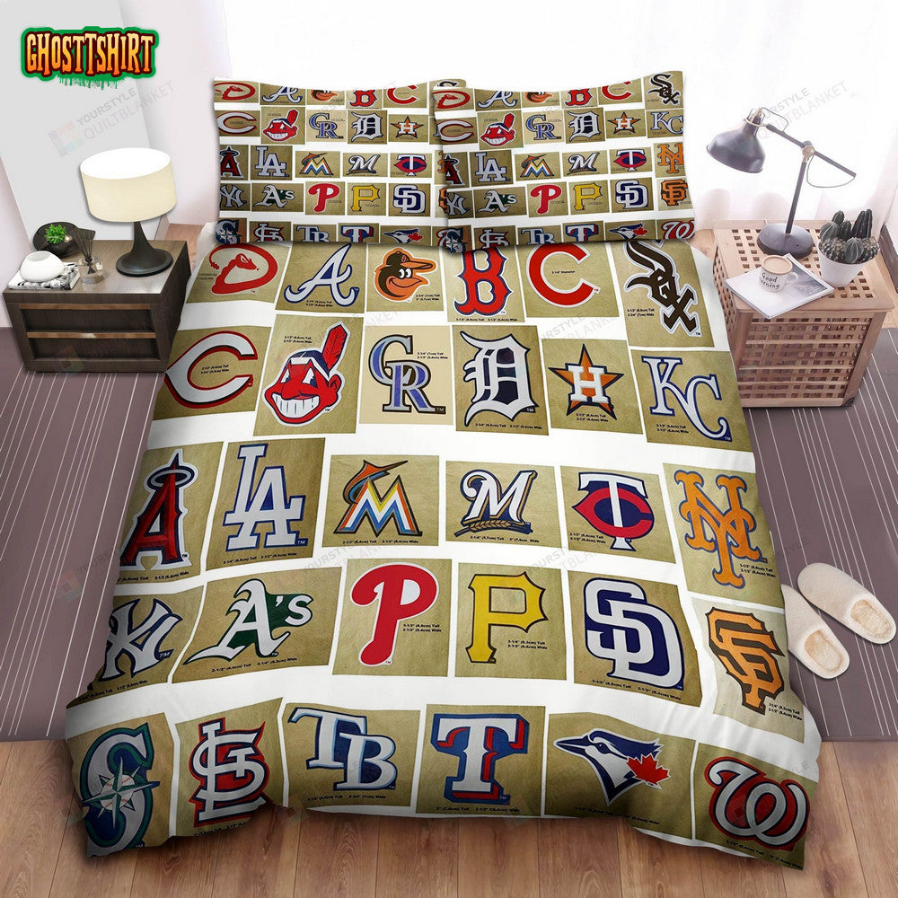 Mlb All Teams Logo Bed Sheets Spread Duvet Cover Bedding Set Ver 1