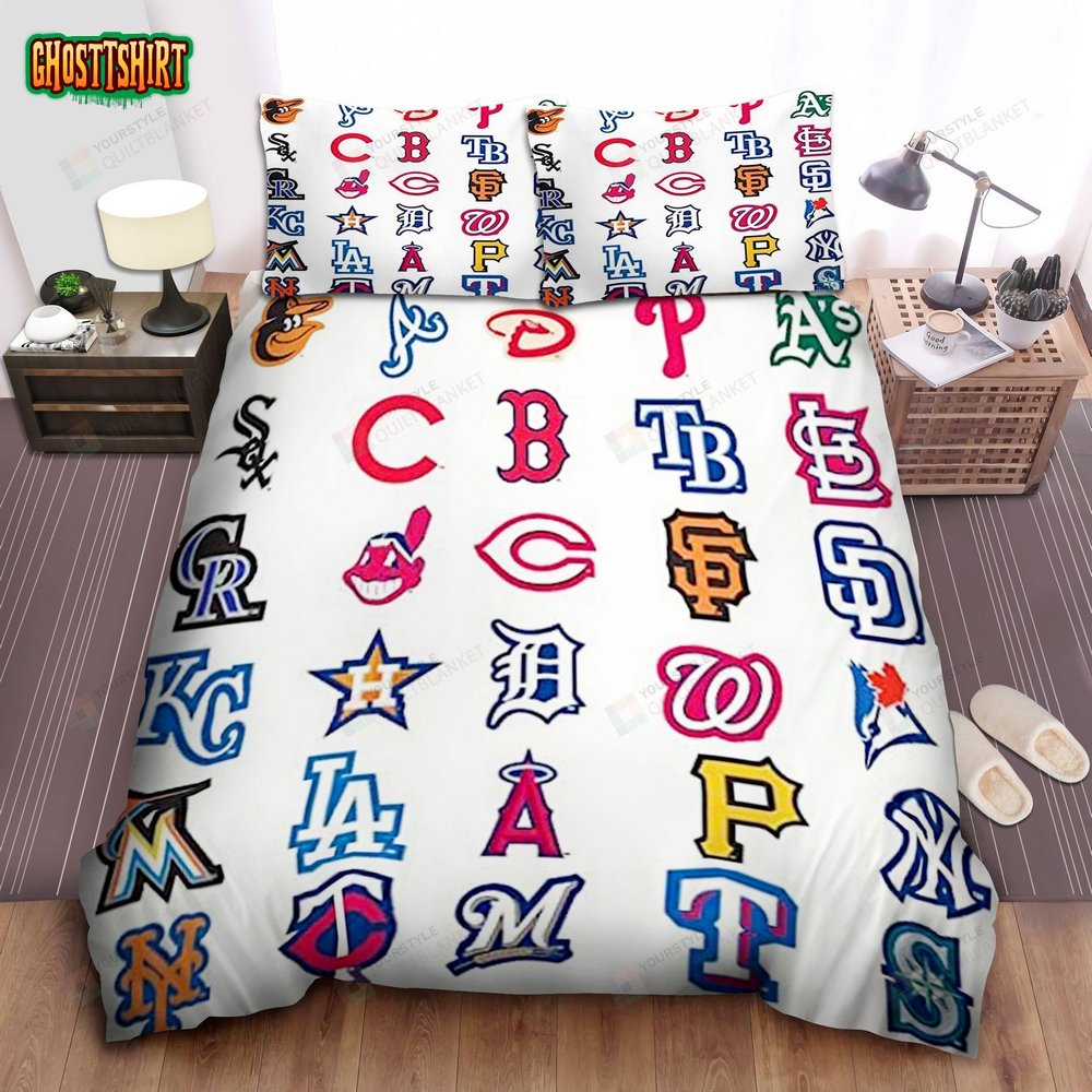 Mlb All Teams Logo Bed Sheets Spread Duvet Cover Bedding Set Ver 5