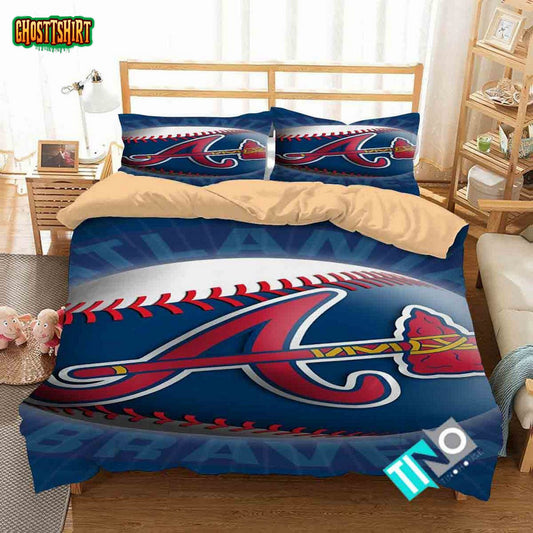 Mlb Atlanta Braves 3 Logo 3D Duvet Cover Bedding Set