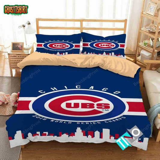 Mlb Chicago Cubs 1 Logo 3D Duvet Cover Bedding Set