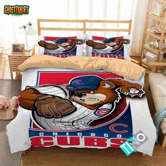 Mlb Chicago Cubs 3 Logo 3D Duvet Cover Bedding Set
