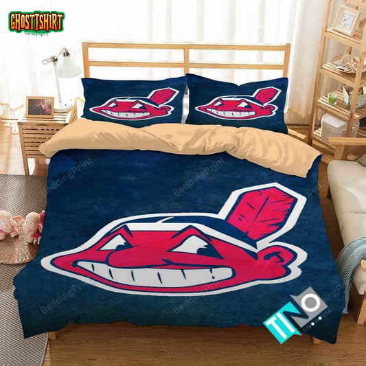 Mlb Cleveland Indians 2 Logo 3D Duvet Cover Bedding Set