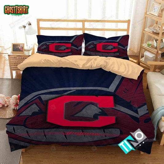 Mlb Cleveland Indians 3 Logo 3D Duvet Cover Bedding Set