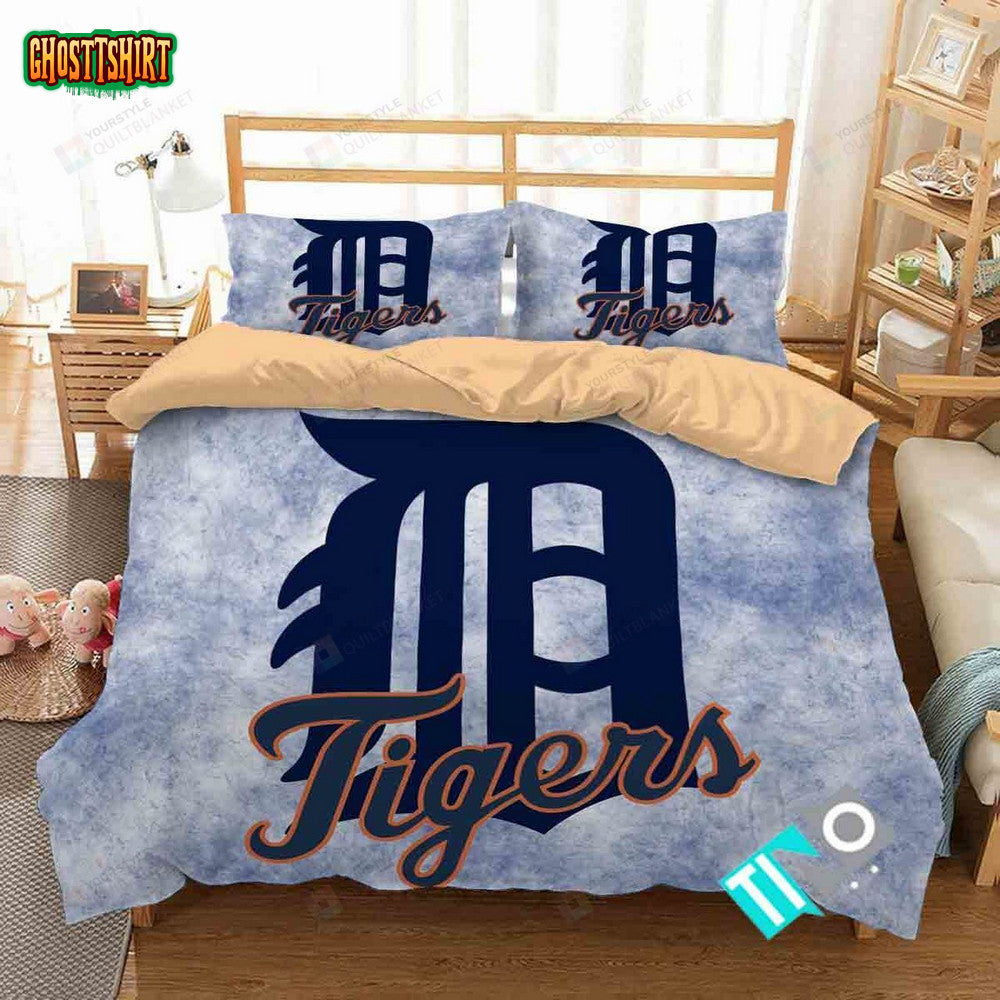 Mlb Detroit Tigers 3 Logo 3D Duvet Cover Bedding Set