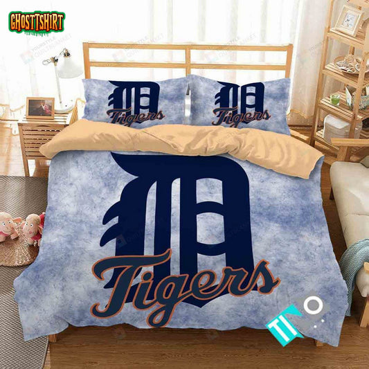 Mlb Detroit Tigers 3 Logo 3D Duvet Cover Bedding Set