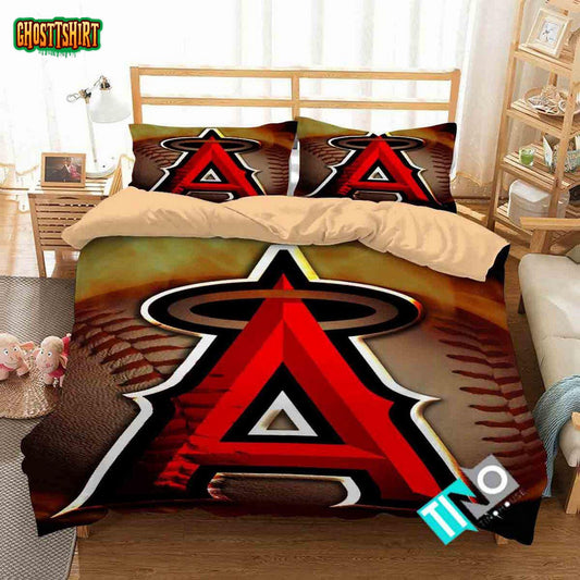 MLB Los Angeles Angels 2 Logo 3D Personalized CustomizedBedding Set