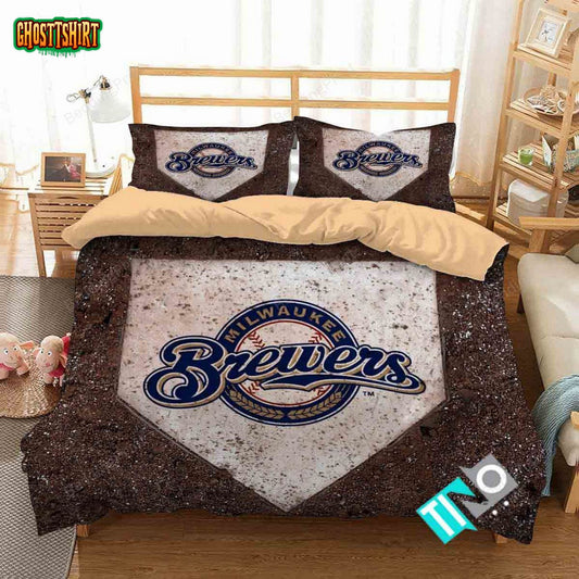 Mlb Milwaukee Brewers 3 Logo 3D Duvet Cover Bedding Set