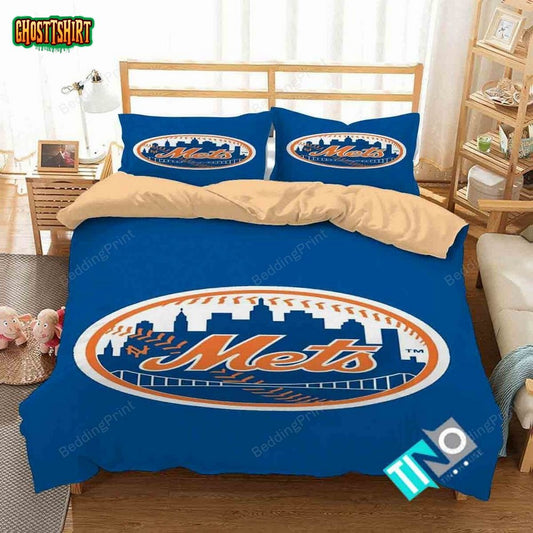 Mlb New York Mets 1 Logo 3D Duvet Cover Bedding Set