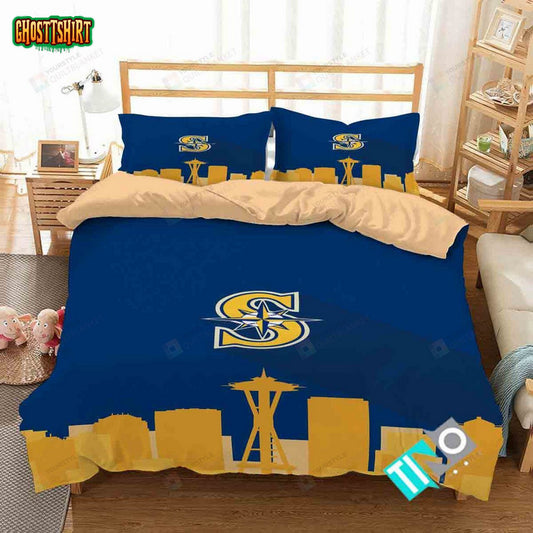 Mlb Seattle Mariners 2 Logo 3D Duvet Cover Bedding Set