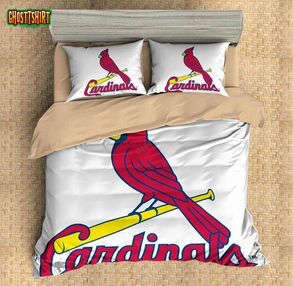 Mlb St. Louis Cardinals Logo Duvet Cover Bedding Set